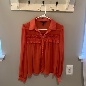 Long Sleeve Sheer Button Down